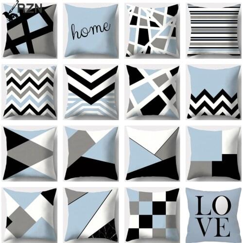 Nordic Geometric Blue Cushion Cover Super Quality Polyester Decorative Pillows for Sofa Car Couch Home Decor Love Pillow Cover