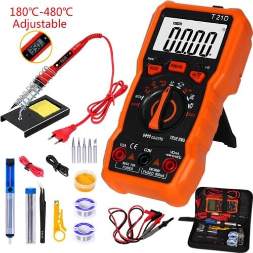 Soldering iron kits 80W 220V Adjustable Temperature Digital Multimeter Auto RangingLCD solder iron tips Welding Tool Kits