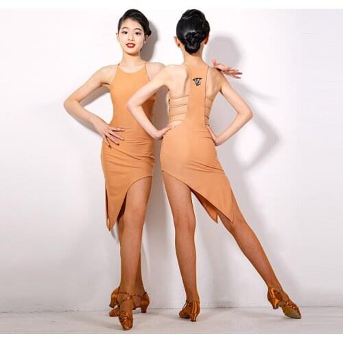 2021 Latin Dance Performance Clothing For Girls Sexy Backless Practice Dress National Standard Dance Costumes Dancewear DQS6782