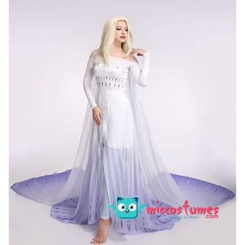 Princess Queen Ice Blue Cosplay Costume Dress Gown for Women long Dress halloween costumes