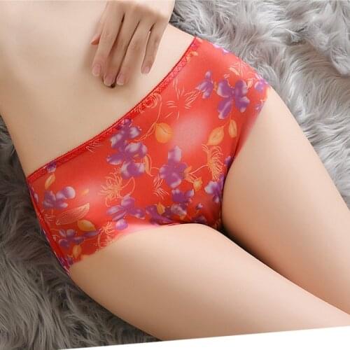 Transparent mid-waist lace ultra-thin mesh printing ropa interior femenina sexy Lingerie Women Underwear plus size Panties
