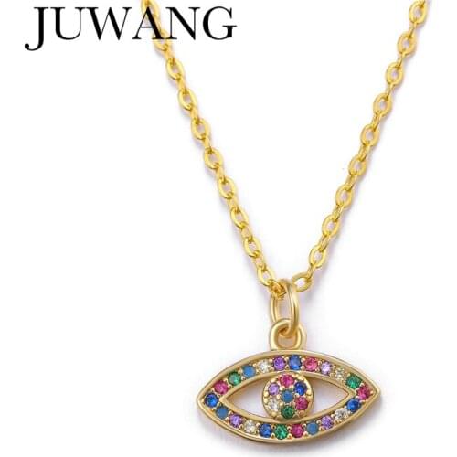 Luxury Cubic Zirconia Pave Evil Eye Women Necklace gold Crystal Rhinestone Hand Pendant Necklaces Gift