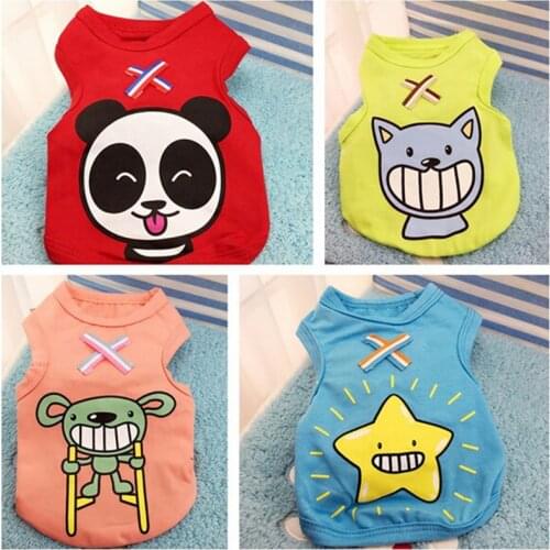 Cute Spring/Summer Dog Clothes Soft Cotton Cat T Shirt Cartoon Pet Dog Vest Clothing For Small Dogs Puppy Pets Shirt XS-XXL