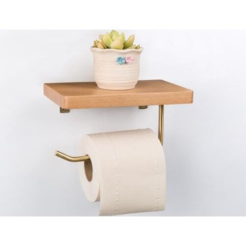 Modern Wall Mount Wood Shelf High quality Brass Holder Storage Floating Book Shelf Hanging Home Living Room Restaurant Bathroom