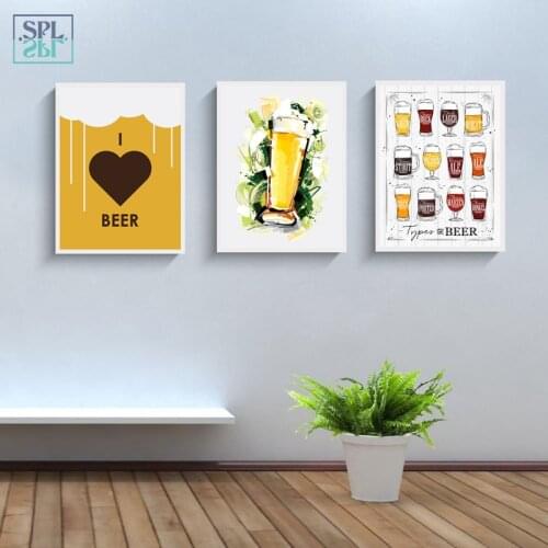 SPLSPL I Love Beer !Canvas Art Prints Poster and Painting Retro Bar Decor Wall Picture For Living Room Without Frame