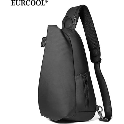 EURCOOL Men Chest Bag For 12 Inch Ipad Multifunction Crossbody Bags USB Charging Travel Shoulder Bag Water Repellent n1850