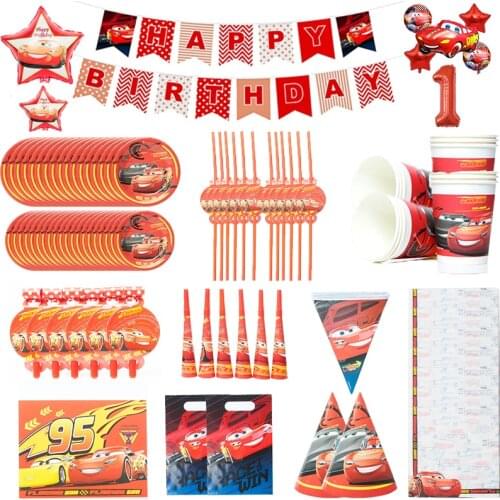 Cars Lightning Mcqueen Theme Disposable Tableware Paper Cup Plate Baby Shower Kid Birthday Family Party Decoration Supply