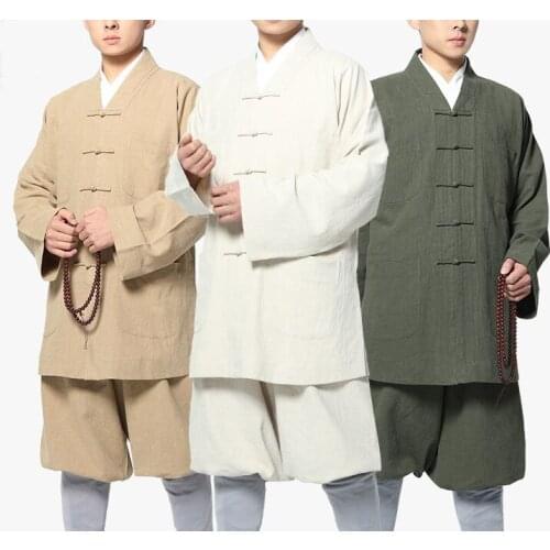 UNISEX high-grade Ramie Buddhist costumes kung fu shaolin monk clothing zen lay meditation kung fu suits