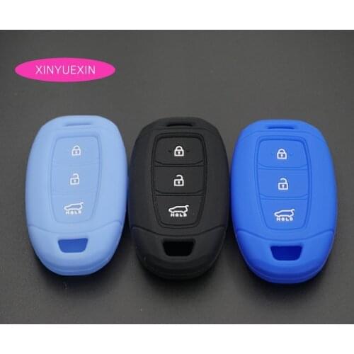 Xinyuexin Silicone Car Key Cover FOB Case for Hyundai 2017 I30 Ix35 Solaris Azera ELANTRA GRANDEUR IG 3button Key Car-styling