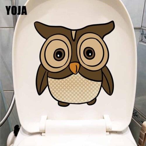 YOJA 22.1X23.5CM Wall Sticker Mural Cute Cartoon Owl Pattern Toilet Decal Kids Room Decoration T5-0564