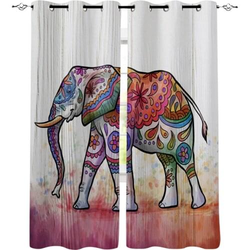Modern Curtains Wood Grain Elephant Living Room Bathroom Kitchen Curtains Household Products Window Curtain Living Room