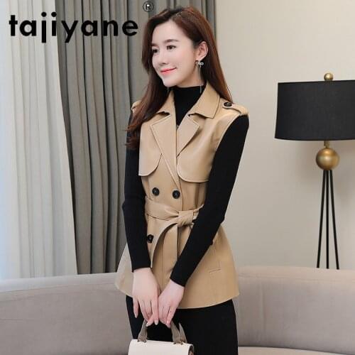 Tajiyane 2021 Crop Top Women Real Sheepskin Sleeveless Jackets Womens Vests Genuine Leather Vest Cloth Chaleco Mujer TN2893