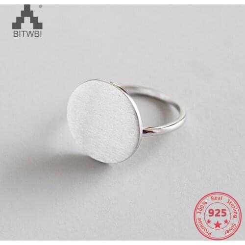Real 100% S925 Sterling Silver Ring Fashion Personality Simple Geometric Round Woman Adjustable Ring Fine Jewelry