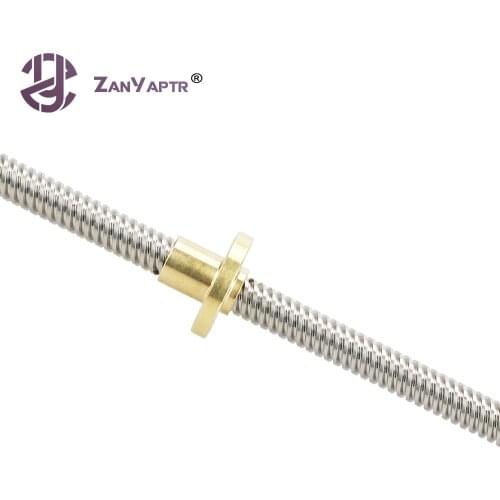 3Pcs T8 8 mm Screw 300 400 500 600mm 8mm Lead Trapezoidal Spindle Screw With 3Pcs Brass Copper Nut For 3D Printer