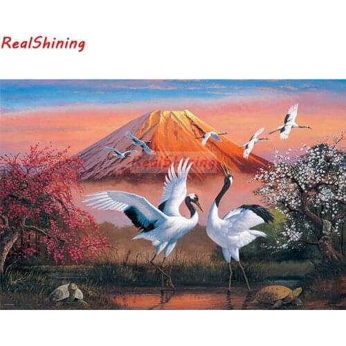 5D Diy Diamond Painting Cross Stitch full Square Diamond Embroidery white crane picture for room Decor H1833