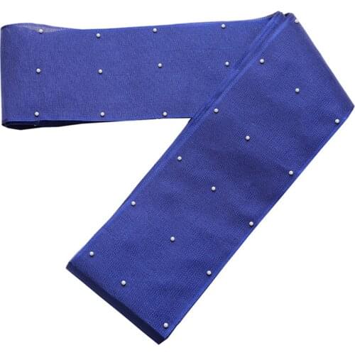 African ASO OKE Headtie With White Beads High Quality Belt 015 Bym 4.3Meters Free Shipping Wedding Party Cummerbunds