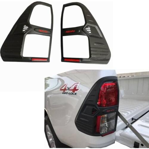 Accesorios Hilux REVO Tail Light Cover For Toyota Hilux 2015 2016 2017 ABS Black Matte Decoration Car Exterior Rear Lamp Hoods