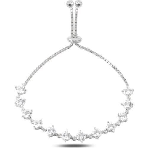 KUTAYDAN 925 Sterling Silver Zircon Stone Watercourse Elevator Bracelet