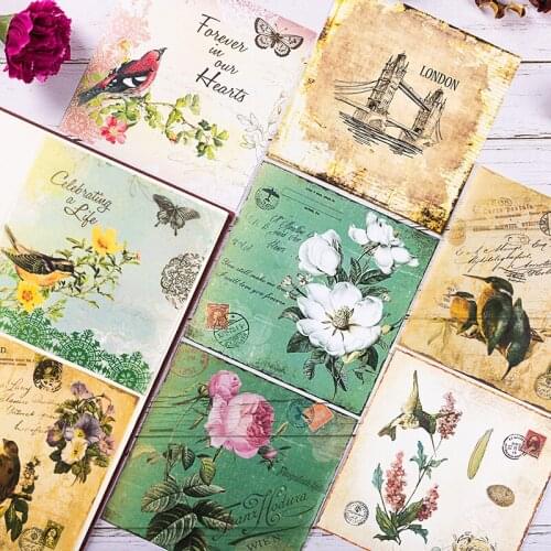 Large size vintage flower and bird building material paper DIY scrapbooking junk journal album base decoration material paper