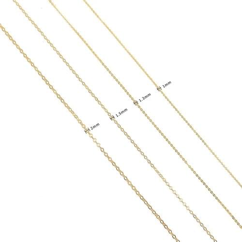 1meter 18k Gold Plated Width 1/1.3/2mm Copper Oval Open Link Chain For DIY Jewelry Making Necklace Bracelet Findings Accessories