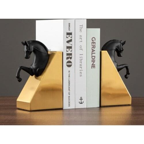 European Running Horse Sculpture Metal Figurines Book Stand Office Study Room Decoration Bookends Ornament Birthday Gifts Crafts