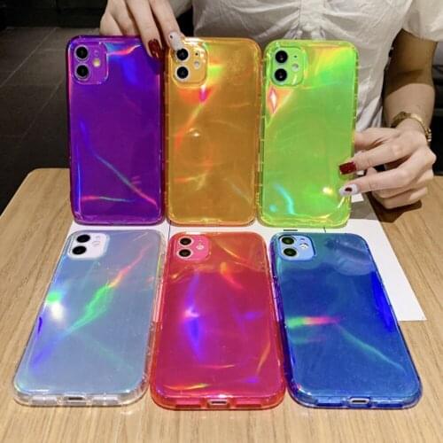 Fluorescence Laser Phone Case For iPhone 11 Pro XS MAX XR X 7 8 Plus SE 2020 Soft TPU Back Cover