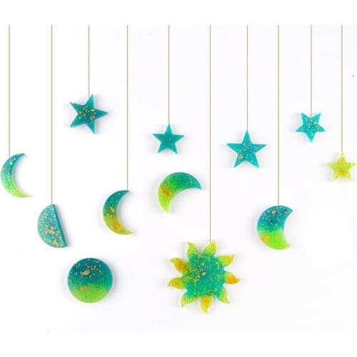 Moon Sun Star God Resin Casting Mold Moon Phase Pendant Home Deor Mold Crescent Moon Full Moon Epoxy Craft Moulds Tools