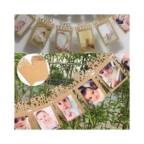 1st Birthday 12 Months Bunting Garland Photo Banner Baby Birthday Party Decor