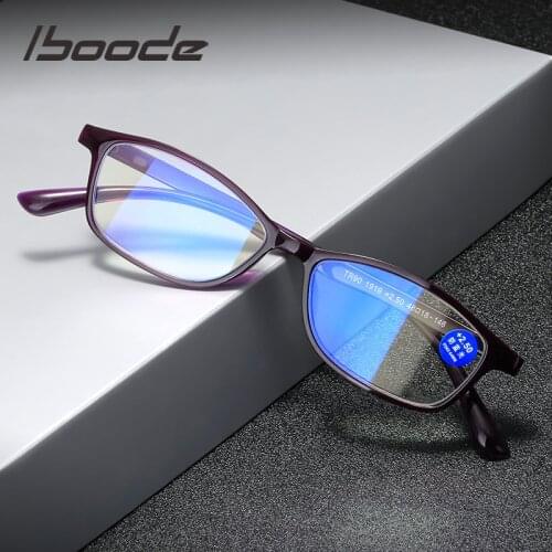 Iboode Lightweight Reading Glasses Full Frame TR90 Flexible Anti Blue Light Eyeglasses For Women Men Diopter Eyewear +1.0 to 4.0