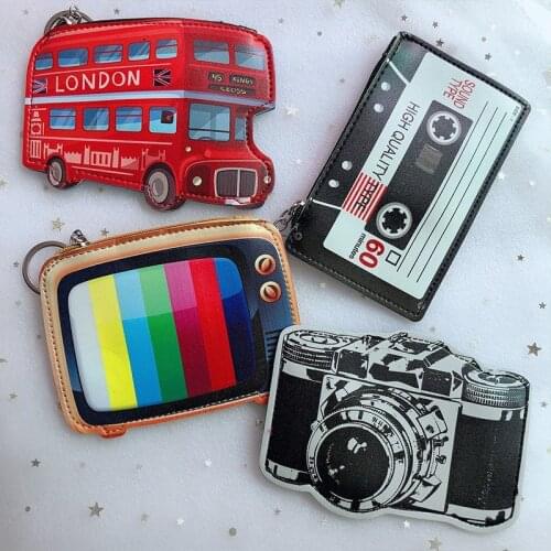 Creative Wallet Key Ring Vintage Car Camera Tv Wallet Wallet Pocket Key Bag Classic Card Wallet Childrens Storage Bag