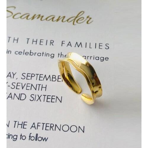 Curve wide 925 sterling silver irregular index finger open ring female ins tide niche ring 2020 new arrival