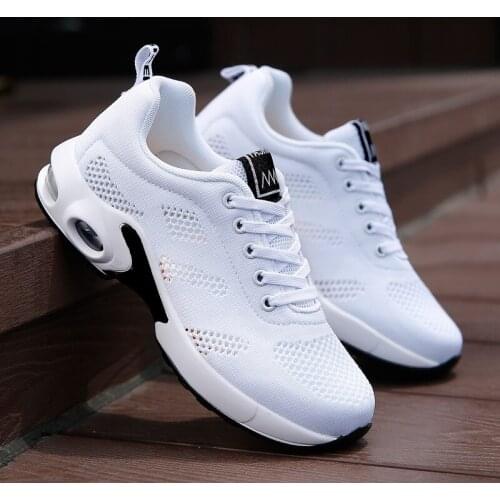 Casual sneakers women shoes woman 2021 new breathable mesh air cushion flats flying lace-up women sneakers chaussures femme