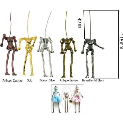 4pcs Human Body Charms Doll Pendant Skeleton Body Fit DIY Craft Women Sweater Necklace Earrings Bracelet Pendant with brass pin