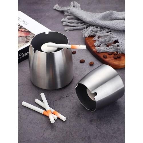 Personality trend anti-fly ash with cover home hotel bar restaurant custom stainless steel large ashtray ashtray