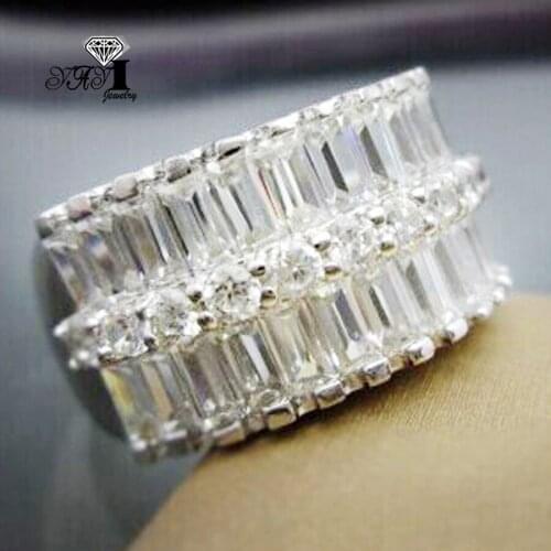 YaYI Jewelry Fashion Princess Cut 6.4 CT Black Zircon Silver Color Engagement Rings wedding Rings Party Rings