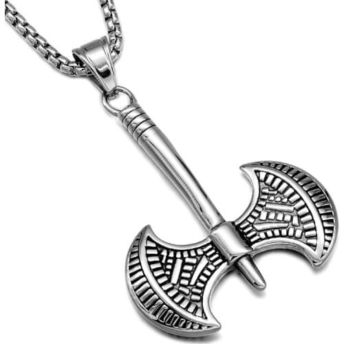 Fate Love Fashion Classic Mens Jewelry Male Men Axe labrys Pendants Necklace Chain for boyfriend 60cm 316 Stainless Steel