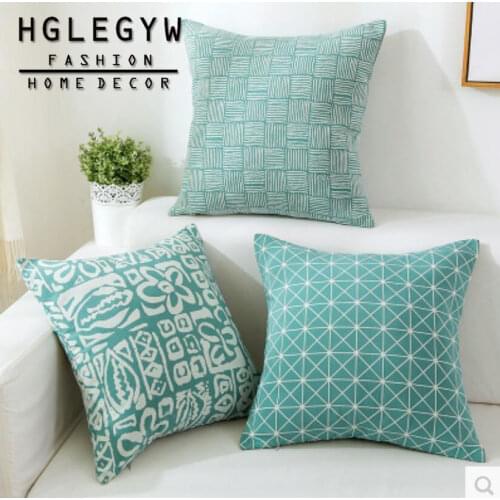 Green Countryside Pillow Case Throw Pillowcase Cotton Linen Printed Pillow Covers For Office Home Textile