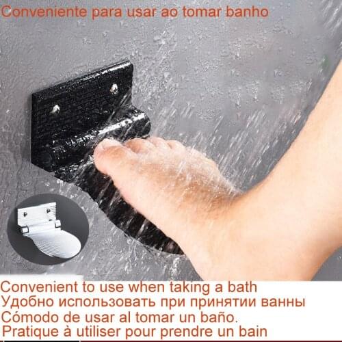 New Shower Foot Rest Bathroom Pedals Non-slip Shower Footstool Pedestal Pedals Elderly Pregnant Bath Stool Black/Silver