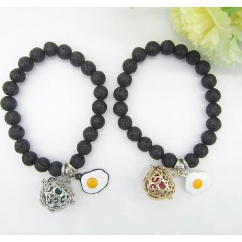 New Arrival Lovely Fried Egg and Locket Apple DIY Essential Oil Diffuser Fashion Bracelet for Girls