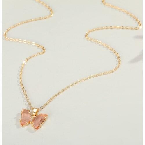 Necklace Simple Crystal Butterfly Pendant Clavicle Chain Fashion Party Accessories for Women 2021