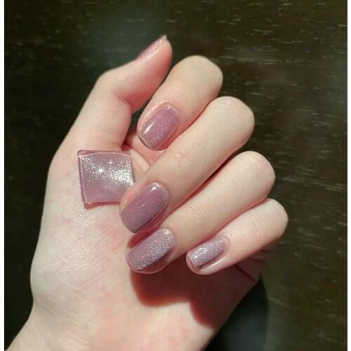 24pcs Taro Purple Nail Patch Glue Type Removable Short Paragraph Fashion Manicure Save Time False Nail Patch Fake Nails