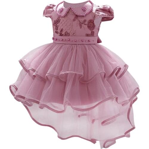 Toddler Baby Girl Dress 1st Year Birthday Wedding Dress Prom Party Beads Infant Baptism Girl Dress Kid Clothes Infant Costume
