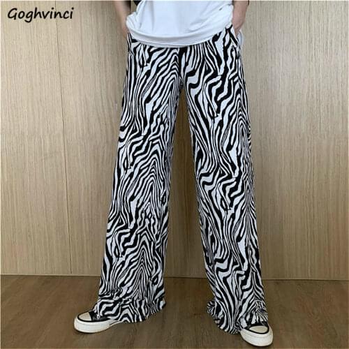 Casual Pants Women Printed Zebra-pattern Loose Wide-leg Large Size L-6XL Fashion Streetwear All-match Summer Womens Trousers Ins