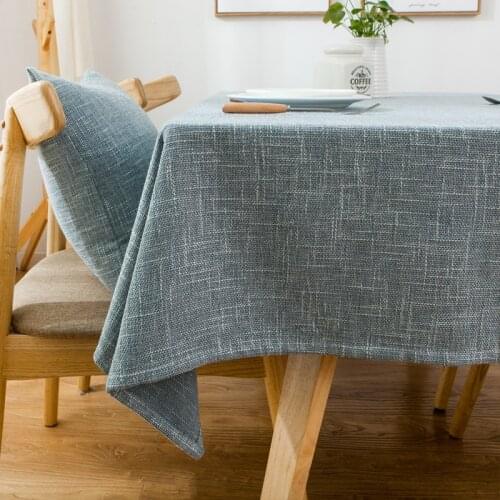 RZCortinas Dining Wedding Party Table Cloth Rectangular Round Squre Cotton Linen Table Cover Beige Pink Grey Blue Tablecloth