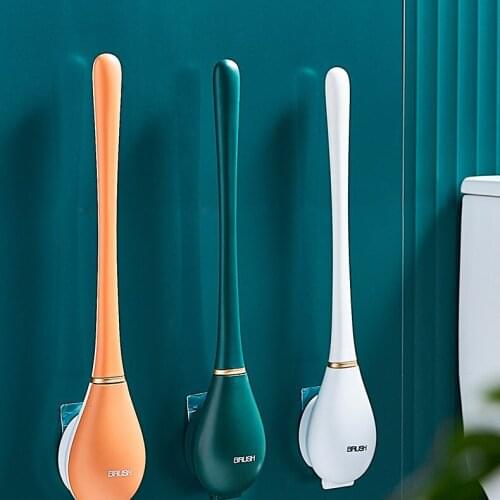 Long Handle Toilet Cleaning Brush ,Silicone Toilet Brushes for Bathroom,Toilet Cleaning Brush,Wall-Mounted