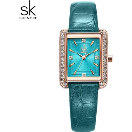Shengke Women Fashion Dress Watches Elegant Ladies Quartz Casual Wristwatch Top Luxury Brand Leather Female Clock Montre Femme