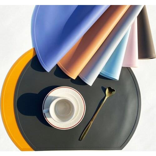 Silicone Placemats simple Solid color tableware mats drink cup Coaster waterproof dinner mat pads for table decor Kitchen supply