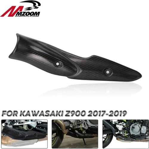 Motorcycle Exhaust System Middle Link Pipe Carbon Fiber Heat Shield Cover Guard Anti-Scalding Shell For Kawasaki Z900 2017-2019