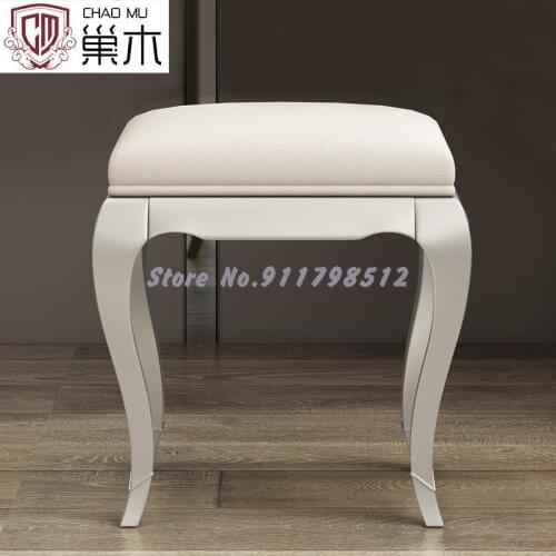 Light luxury American dressing stool bedroom net red makeup stool solid wood makeup stool home European style stool modern minim