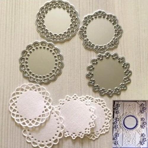 Carbon Steel Die Cutter Stencils Lace Edge Circle Cutting Dies Making 4Pcs Craft Paper Cards DIY Scrapbooking Decor Dia 4.75cm